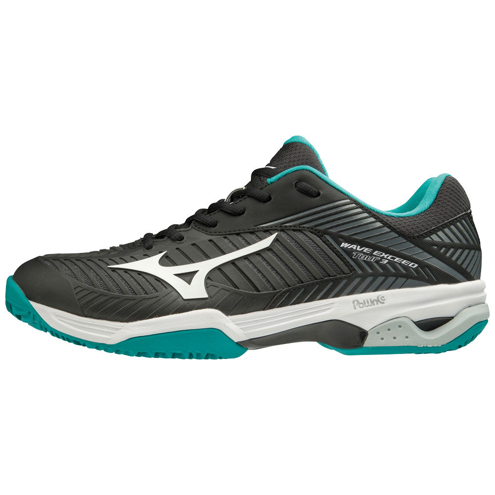 Mizuno Men's WAVE EXCEED TOUR 3CC Tennis Shoes Black/White/Blue (61GC187436-EOU)